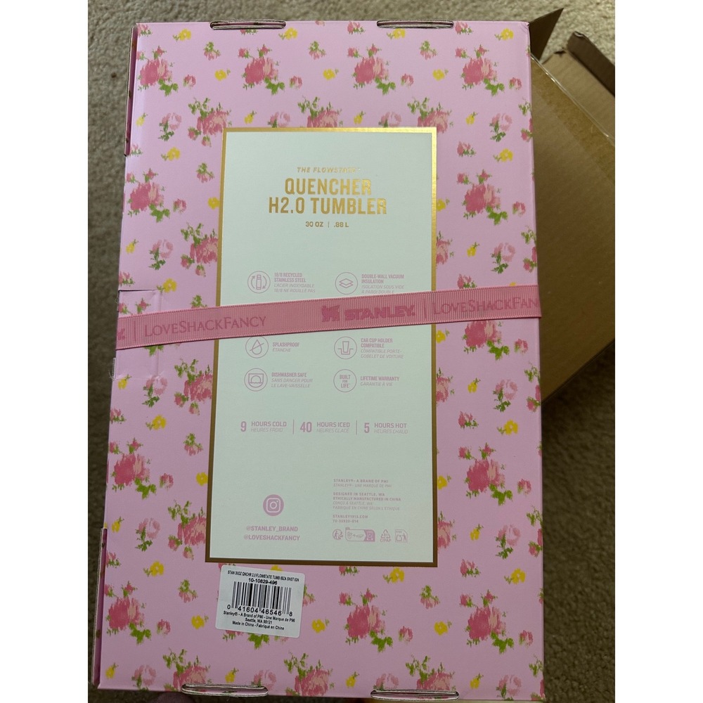 Stanley LoveShackFancy Tumbler 30oz Ibiza Sunset Pink New Floral Quencher H2.0